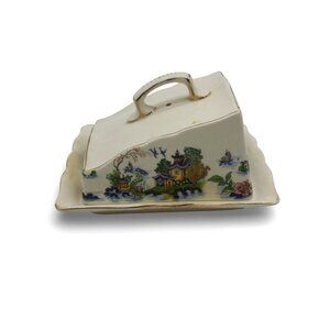 Antique L Sons England Cheese or Butter Dish Oriental Pagoda
